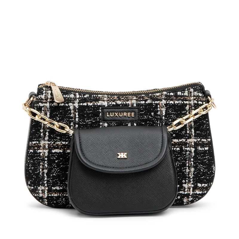 KLEIO Crossbody Sling Tweed Bag with Mini Bag and Zip Closure for Women - Image 5